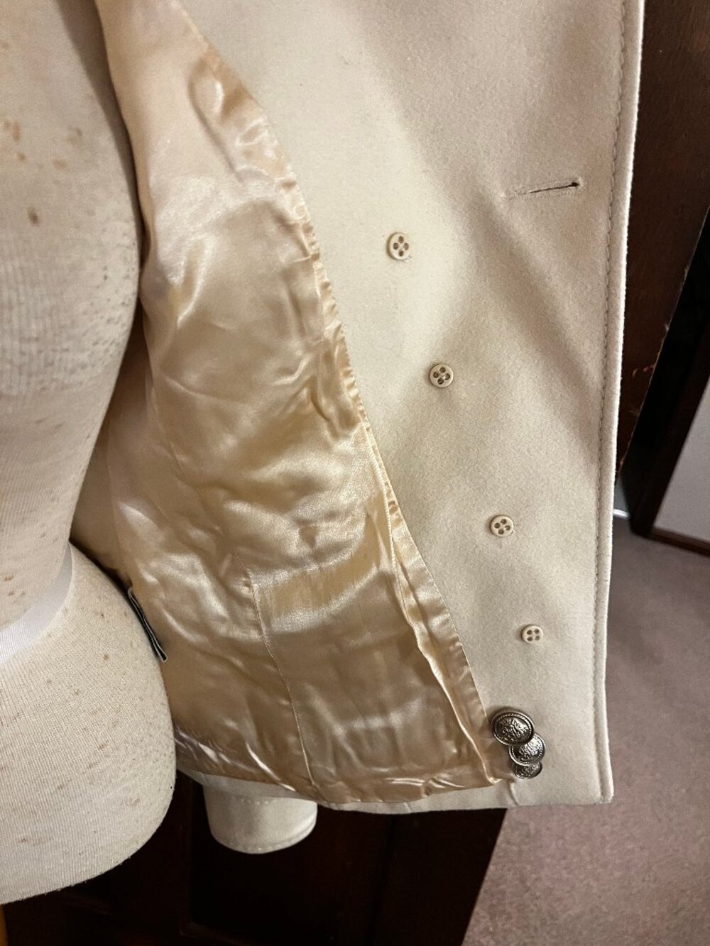 Laundry by Shelli Segal Ivory Wool Military Inspired Coat Size 2 - Picture 6 of 16